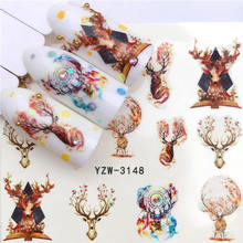 ZKO 1 Sheet Christmas Deer Water Transfer Nail Sticker Decals Beauty Decoration Designs DIY Color Tattoo Tip 2024 - buy cheap