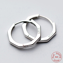 925 Sterling Silver Octagon Geometry Stud Earrings for Women Simple Earrings Sterling-silver-jewelry 2024 - buy cheap