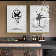 Vintage Poster Black and White Butterfly Dancer Wall Art Prints Canvas Painting Nordic Decoration Wall pictures for living room 2024 - buy cheap