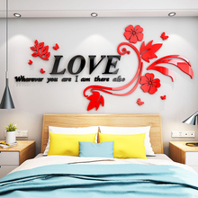 Red LOVE Romantic 3D Three-dimensional wall stickers warm wedding room bedside wall decorations Creative Art DIY Acrylic Sticker 2024 - buy cheap