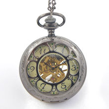 Luxury See Through Wind Up Mechanical Mens Pocket Watch w/ Necklace Chain Gift  Wholesale Price H118 2024 - buy cheap