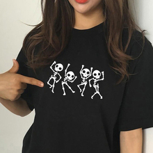 Женская футболка на Хеллоуин с черепом в стиле панк-рок, футболка с графикой, крутая женская футболка, Топ Kawaii Camisetas Mujer, Прямая поставка 2024 - купить недорого