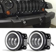 Luz led branca de neblina e nevoeiro, 30w, 4 polegadas, 6000k, drl, anel âmbar, seta para jeep wrangler jk, tj, lj, dodge chrysler, cherokee 2024 - compre barato