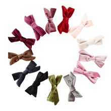 13pcs/lot Velvet Bow Hair Clip 3.2' Inches Knotted Bow Hair Pin Soft Infant Hair Accessories for School Girls 13 Colors JFNY100 2024 - buy cheap