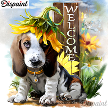 Despaint 5d bricolagem completa diamante bordado "cachorro flor cenário" pintura de diamante pintura de ponto cruz imitação de diamante decoração de casa a11027 2024 - compre barato