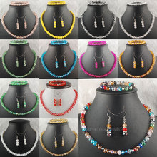 Free Shipping Beautiful jewelry  AB Pansy Crystal Faceted Beads Rondelle Necklace Bracelet  Earring Set BWB144 2024 - buy cheap
