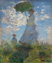Green umbrella The Walk Woman With A Parasol - Claude Oscar Monet oil painting reproduction decorative art on canvas 2023 - buy cheap