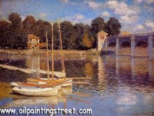 Reproducción de pintura al óleo sobre lienzo de lino, Puente en Argenteuil de Claude Monet, DHL gratis, 100% hecho a mano, calidad de museo 2024 - compra barato
