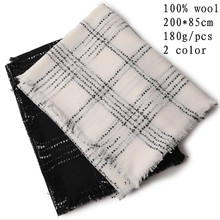 Naizaiga 100% pure wool spring thin plaid shawl women white pashmina winter warm black wrap scarf ,SN45 2024 - buy cheap