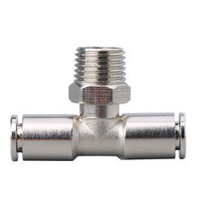 PB10-02 Pneumatic Quick Connector Nickel Plated Brass Joint 3 Way 10mm to 1/4'' BSP Male Thread Push In Tee Type Pipe Fitting 2024 - buy cheap