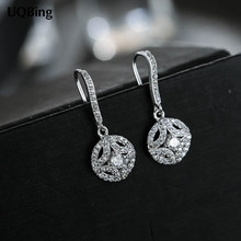 Fashion 925 Sterling Silver Round With Full Zircon Crystal Drop Earrings Tassel Earrings Jewelry Wholesale Free Shipping 2024 - buy cheap