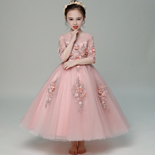 Pink Flower Girl Dresses for Wedding Half Sleeve Appliques First Holy Communion Dress Ball Gown Princess Dress Party Gowns B298 2024 - buy cheap