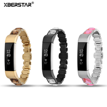 Xberstar para fitbit alta/alta hr pulseira de pulseira de substituição banda strass diamante aço inoxidável link pulseira 2024 - compre barato