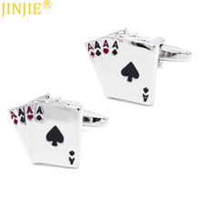 New Fashion Three Ace Poker Plaque Lacquer Cufflinks Men's Metal French Shirt Cuff Button Wedding Gifts for Men 2024 - buy cheap