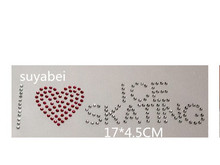 2 шт./лот I love skate iron on applique patches hot fix rhinestone transfer motives iron on crystal transfers дизайн для рубашки 2024 - купить недорого