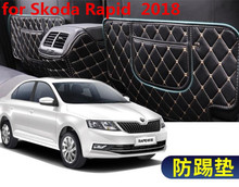 For Skoda Rapid 2016-2018 Car-styling anti-dirty mat Interior Refit Armrest Box Rear Seat Kick Pad 2024 - buy cheap