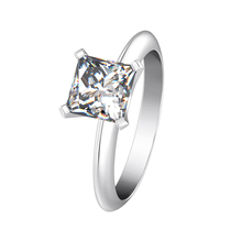 7*7mm impressionante anel atacado jóias de prata 2ct diamante princesa anel solitaire propor princesa jóias 18 k branco banhado a ouro 2024 - compre barato