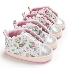 Парусиновые туфли для новорожденных девочек, брендовая обувь принцессы для первых шагов, мягкая нескользящая подошва, повседневные кроссовки 2024 - купить недорого