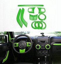 10 pic guarnição do volante do ar condicionado, acessórios de interior da ventilação, kits de capa da maçaneta, abs cromado para jeep wrangler jk 2 portas 2024 - compre barato