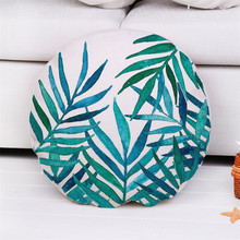 Moda de alta qualidade algodão linho aquarela planta folhas carro decorativo circular fronha capa almofada sofá decoração da sua casa 2024 - compre barato