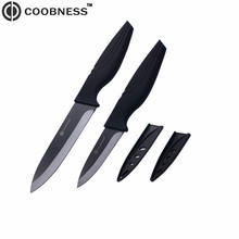 COOBNESS Brand Kitchen Knives ABS+TPR Black Handle Ceramic Knife Handmade 3 inch Paring 5 inch Slicing Knife Christmas Present 2024 - buy cheap