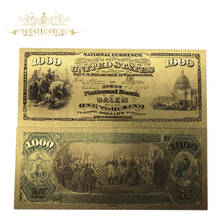 Wishonor 10Pcs/Lot 1875 Year America Color Gold Banknote USD 1000 Dollar Banknote 24K Plated Fake Money Replica For Collection 2024 - buy cheap