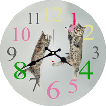 Large Wall Watch Two Cats Gray Design  For Home Decor, No Ticking Sound, Creative Decoration Wall Art Clock 2024 - buy cheap