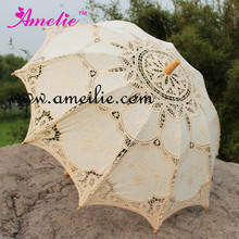 Sombrilla de algodón 100% hecha a mano para mujer, parasol de boda con encaje artesanal, para novia, 10 unidades por lote 2024 - compra barato