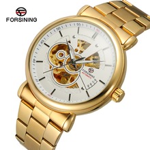 Fashion FORSINING Top Men's Automatic Movement Casual Skeleton Brand Analog Display Watch Full Gold Black Stainless Steel Sport 2024 - buy cheap