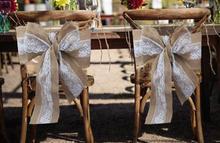 15cm*240cm jute Burlap Lace Hessian Natural Naturally Elegant Burlap Chair Sashes Jute Chair Tie Bow for Rustic Wedding decor 2024 - buy cheap