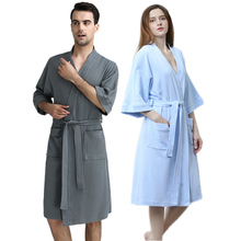 Men 100% Cotton Suck Sweat Towel Bathrobe Mens Plus Size Sexy Waffle Kimono Bath Robe Hotel Male Women Dressing Gown Spa Robes 2024 - buy cheap