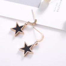 YUN RUO 2021 New Arrival Fashion Black Star Stud Earring Chic Rose Gold Color Woman Gift Titanium Steel Fine Jewelry Never Fade 2024 - buy cheap