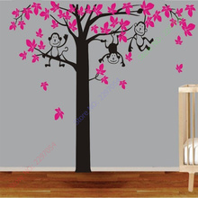 SUPER LARGE SIZE 3 Monkey Tree Wall Art Stickers Kids Nursery Vinyl Decals DIY Wall Sticker HIGH 240CM 200CM 160CM 120CM 2024 - buy cheap