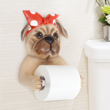 Caja de pañuelos con diseño de perro y Animal, soporte de resina para colgar en la pared, para baño, Portarrollos de pañuelos de papel 2024 - compra barato
