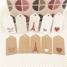 Etiquetas de cartón con diseños múltiples, cartón Kraft con etiqueta de embalaje de corazón hueco, gracias con corazones, 4x2cm, 200 unidades por lote 2024 - compra barato