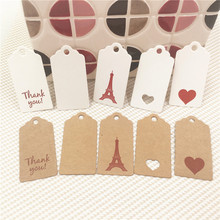 200Pcs/Lot Thank You With Love Hearts 4x2cm Multiple Patterns Styles Paper Kraft Cardboard Tags With Hollow Heart Packaging Tag 2024 - buy cheap