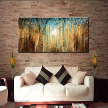 1 Piece Abstract blue and golden pictures oil painting Paintings for living room Home Decor Wall canvas art Handmade Painting 2024 - buy cheap