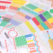 Adesivos decorativos diy planejador 6 folhas, arco-íris colorido pvc papel adesivo de papelaria diário kawaii 2024 - compre barato