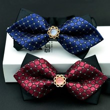 Plaid Polka Dot Patchwork Wedding Party Bow Tie Luxury Bead Decoration Mens Gentleman Necktie New Fashion Tie 2024 - buy cheap