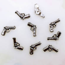 10Pcs/Lot 7*10mm Retro Silver Gun Pistol    Metal Alloy Nail Art Decorations 3D DIY Nail Stickers Jewelry Nail Charms 2024 - buy cheap