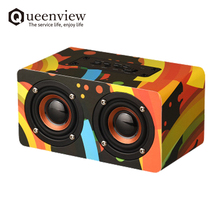 Queenview Wood Bass Bluetooth Wireless Speaker 360D Stereo Surround Sound Box Speakers Loudspeakers Support FM TF AUX Hands-free 2024 - buy cheap