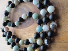 Men's Necklace Matte Black Onyx & Amazonite Necklace Mens Beaded Necklaces Gift Ideas for Men Long Necklaces Mens Jewelry 2024 - buy cheap