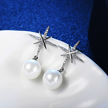 LADYCHIC Trendy Silver Color Sparkling Star Drop Earrings for Women Imitation Pearl Dangle Earring Jewelry Gift Wholesale LE1404 2024 - buy cheap