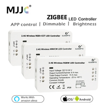 Zigbee-controlador de led rgb, cct ww com tensão de 12v e 24v led, controle por aplicativo zll, rgbw, casa inteligente 2024 - compre barato