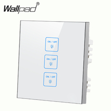 Luxury 3 gangs 2 way Black Free Customize touch wall switch Tempered Glass wall light switch LED touch switch Free Shipping 2024 - buy cheap