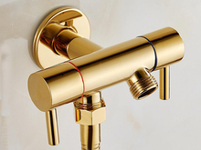 Válvula de bronze sólido com 1 entrada e 2 saídas, válvula angular dourada dupla de três vias para chuveiro de bidê bd234 2024 - compre barato