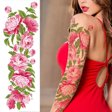 48*17 CM nuevo brazo grande tatuaje temporal pegatina Rosa peony diseños falso cartucho Tatoo Flash Tatto impermeable grande el arte de cuerpo de la mujer 2024 - compra barato