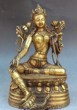 Tibetan Buddhism Bronze Gilt Seat Green Tara Kwan-yin Goddess Buddha Statue 2024 - buy cheap