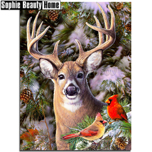 DIY 5D Diamond Mosaic Deer&Birds In Snow Handmade Diamond Painting Cross Stitch Rhinestones Diamond Embroidery Pattern 18C064 2024 - buy cheap