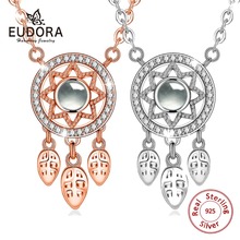 Eudora colar de cristal de prata esterlina 925, colar com pingente de ouro rosé e prata, elegante para amantes 2024 - compre barato